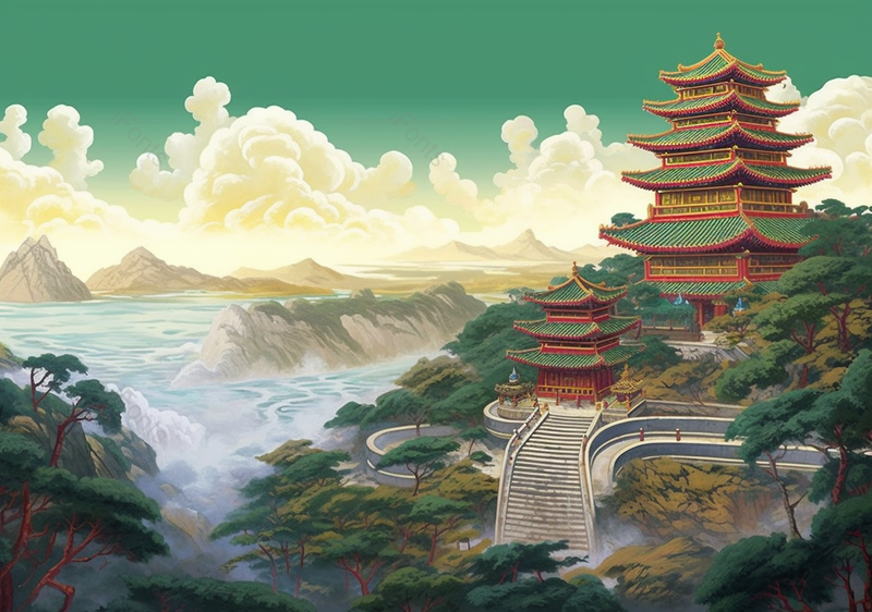国潮古建筑风景中国风插画,插画/手绘图,插画/手绘图库,插画/手绘图下载,插画/手绘